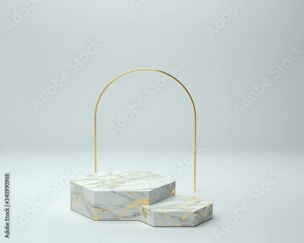Obraz 3d render of background with a pedestal and a showcase, abstract minimal concept, blank space, simple clean design, minimalist mockup