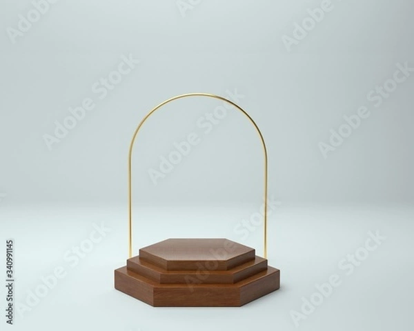 Obraz 3d render of background with a pedestal and a showcase, abstract minimal concept, blank space, simple clean design, minimalist mockup