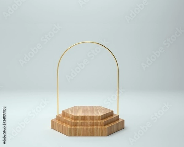 Obraz 3d render of background with a pedestal and a showcase, abstract minimal concept, blank space, simple clean design, minimalist mockup