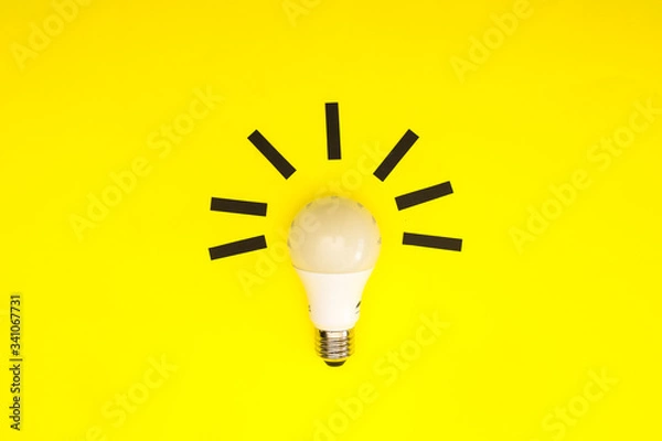 Fototapeta Brainstorm and new ideas concept. Light bulb for new creative ideas 