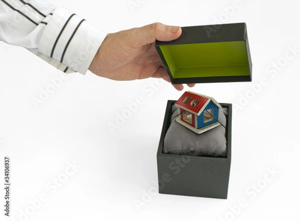 Fototapeta Gift box with house inside