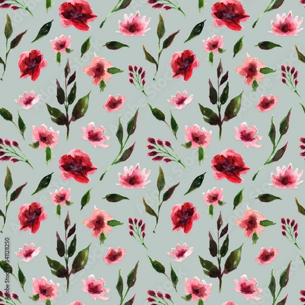 Fototapeta pattern with flowers in watercolor