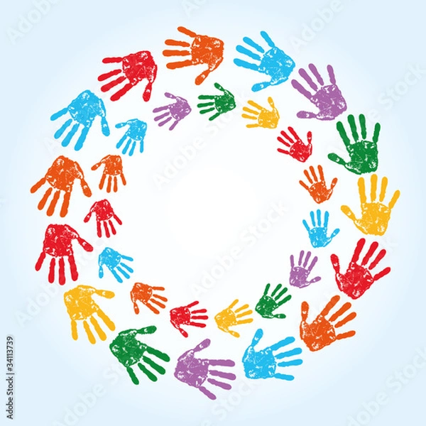 Fototapeta abstract vector hand prints background