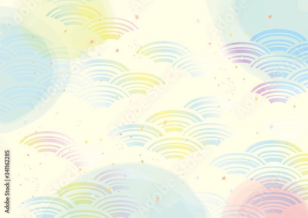 Fototapeta 優しい水彩和柄背景