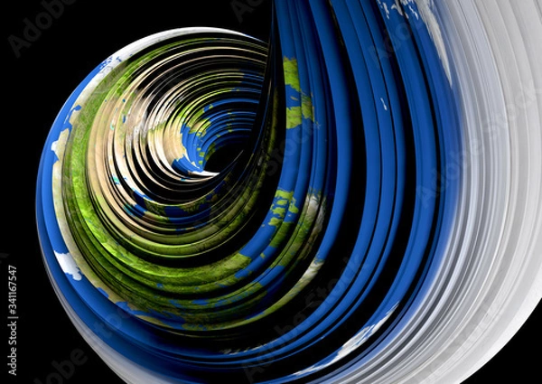 Obraz A 3D rendering of abstract spiral object with earth color texture