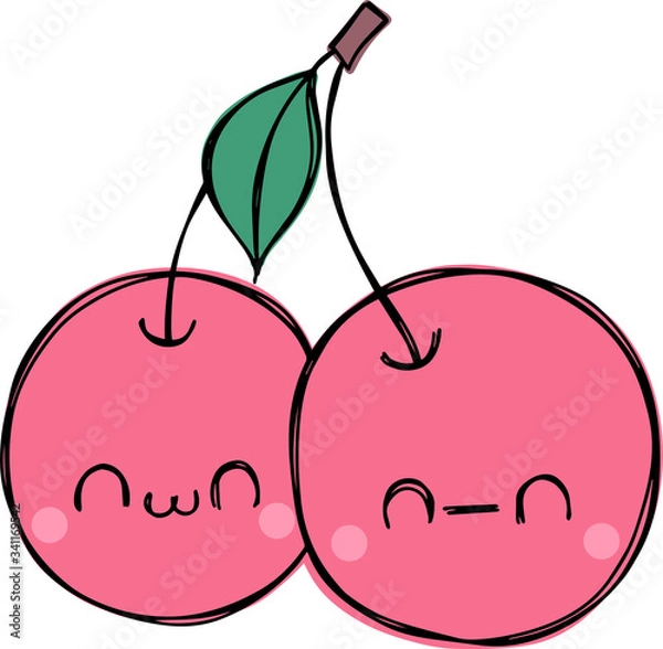 Obraz red cherry vector with face