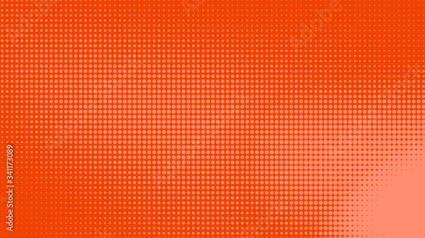 Obraz Dots halftone orange color pattern gradient texture with technology digital background. Dots pop art comics with summer background.