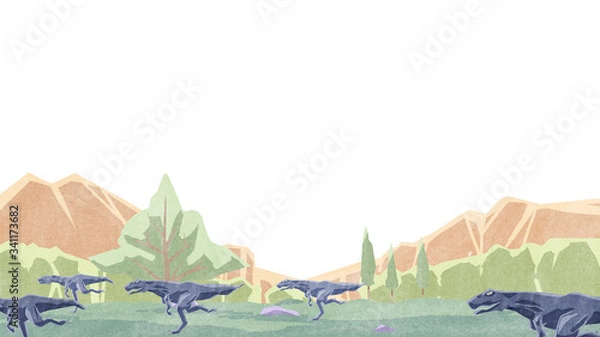 Fototapeta ラプトルと草原の背景フレーム