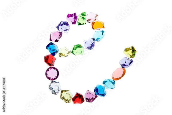 Fototapeta アルファベット　e　筆記体小文字　白背景　切り抜き