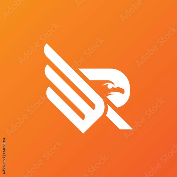 Obraz Abstract R Intial logo  with  Falcon Negative Space Logo