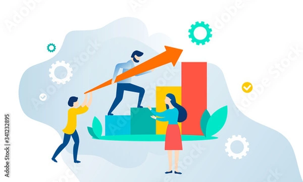 Fototapeta Teamwork concept vector flat illustration.