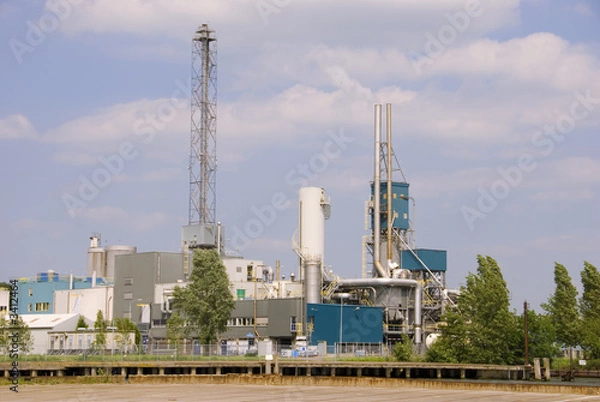 Fototapeta pollution by chemical factory in industrial area