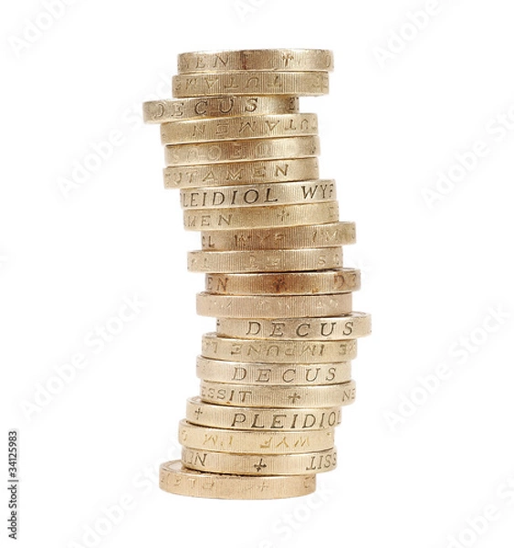 Fototapeta British coins arranged in stack