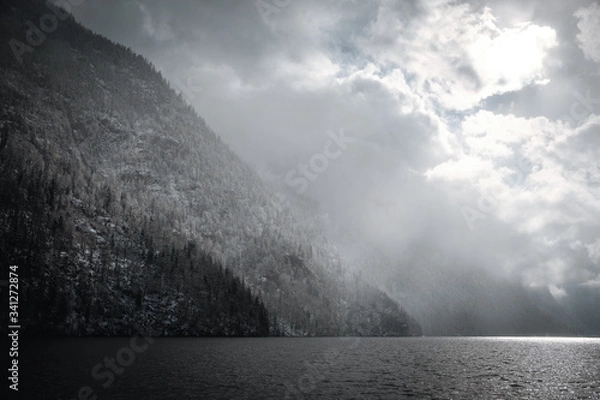Obraz Fog over the lake - layers