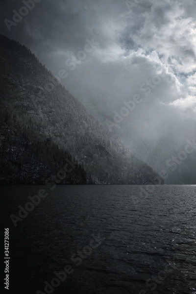 Obraz Fog and clouds over the lake