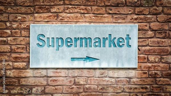 Obraz Street Sign to Supermarket