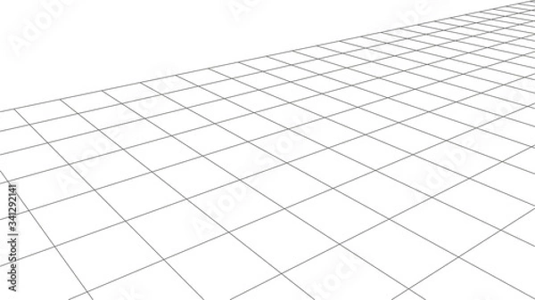 Obraz Vector perspective mesh. Detailed grid lines on white background.