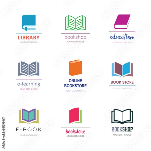 Fototapeta Various vector book symbol logotype design templates collection