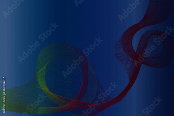 Fototapeta abstract curve gradient ribbon with rings on a blue background