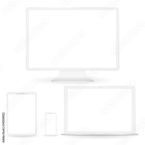 Fototapeta White digital gadgets set