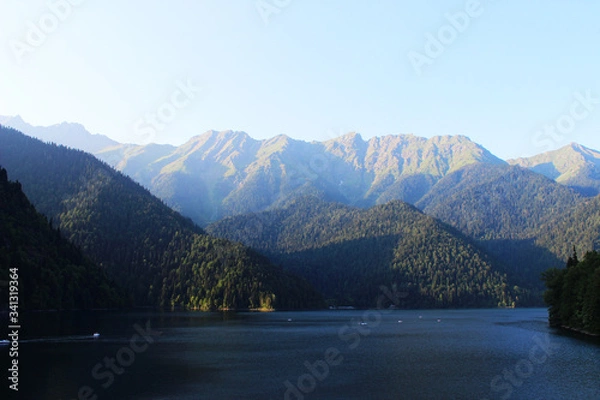 Fototapeta Caucasus mountains an lake panoramic view