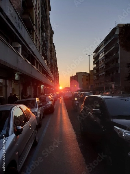 Obraz Traffic at sunset.