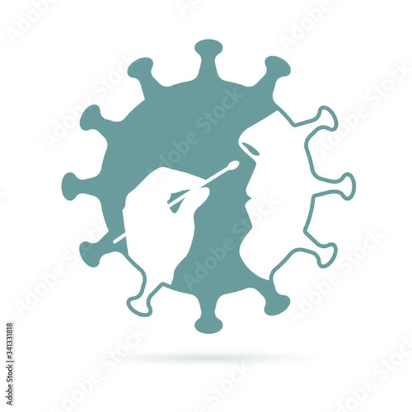 Fototapeta Covid-19 nose testing nasal swab vector icon