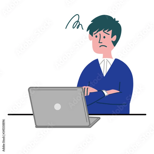 Fototapeta 男性　若い　お兄さん　パソコン  困っている