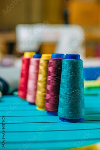 Obraz Set of tailoring tools and accessories on table