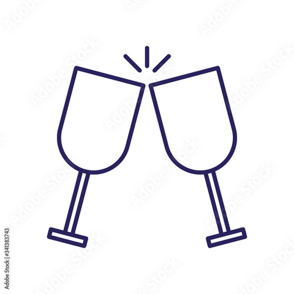 Fototapeta Isolated glasses colliding line style icon vector design