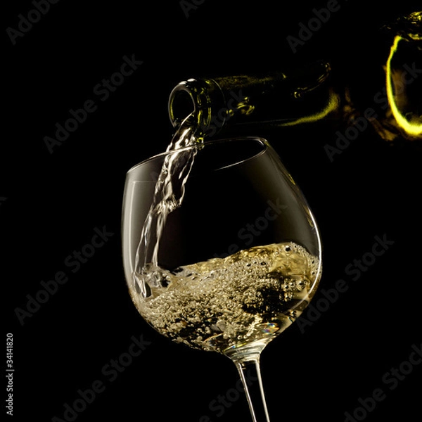 Obraz white wine on a black background