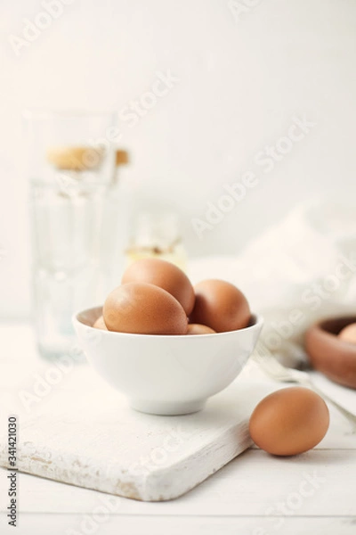 Obraz chicken eggs on the table.