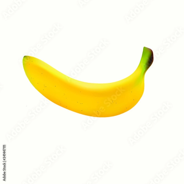 Obraz Realistic vector fruit-banana. Made using the gradient-mash technique. Located on white background. Suitable for advertising fruit and vegetarian lifestyle.