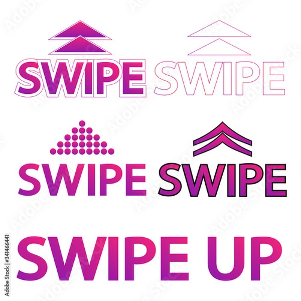 Obraz Swipe up. Set of buttons for social media. Set of gradient swipe up sign isolated on white background.