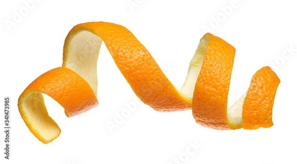 Obraz Swirly orange peel isolated on white background with clipping path