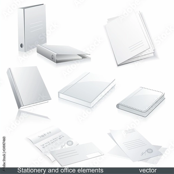 Fototapeta Set of vector white paper - packaging and stationery elements.