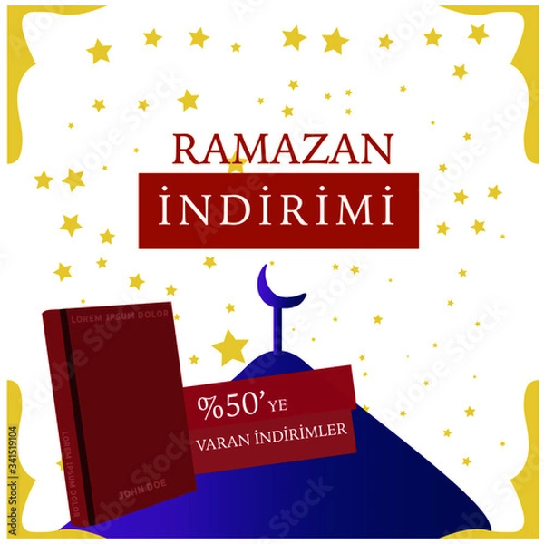 Obraz Book sale design template for Muslims holy month of Ramadan, written on it:
Ramazan İndirimi: Ramadan Sale.