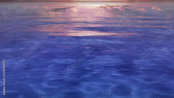 Obraz Sea Ocean Water Wave surface sky 3D illustration background.