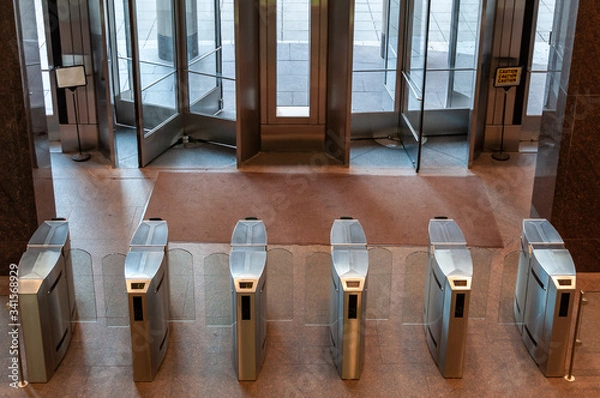 Fototapeta Manhattan, New York, USA - March 11, 2020 The empty NYU Stern School of Business just a few days before closing due to Coronavirus (COVID-19) announced by Mayor Bill de Blasio.
