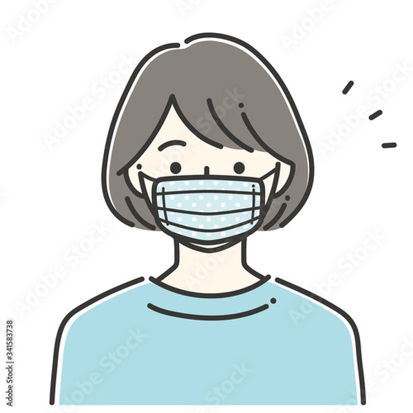 Fototapeta 手作り　布マスク　女性　イラスト