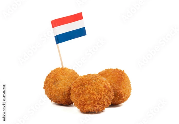 Obraz Dutch traditional snack bitterbal with a dutch flag