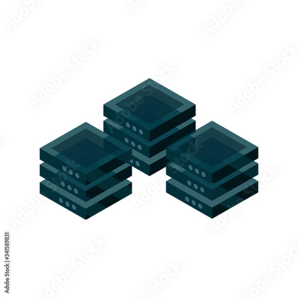 Fototapeta database server device technology isometric isolated icon