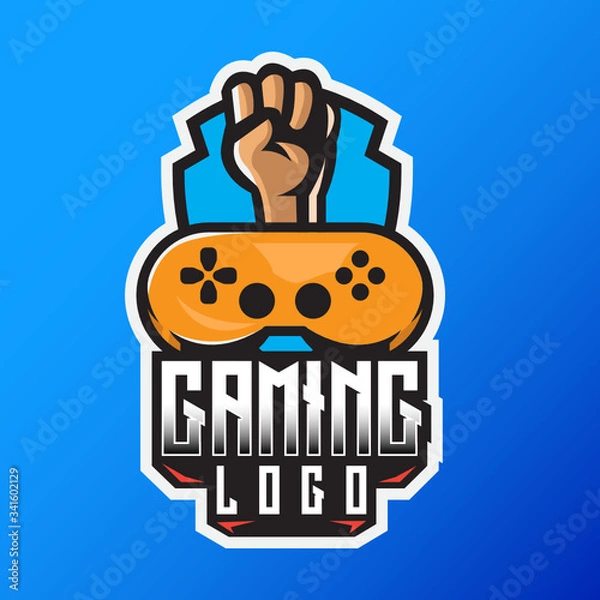 Fototapeta Hands, both hands, abstract hands with joystick game controller esport vector logo design template
