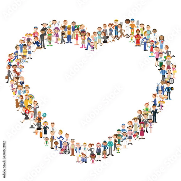 Obraz ハートのシルエットを作る集団