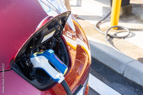 Fototapeta 電気自動車　充電