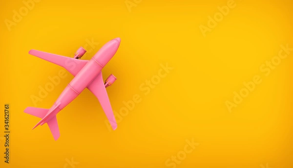 Obraz pink plane on yellow background