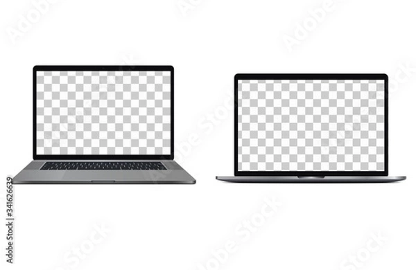Obraz 2 modern laptops with thin display edges and transparent screens. 