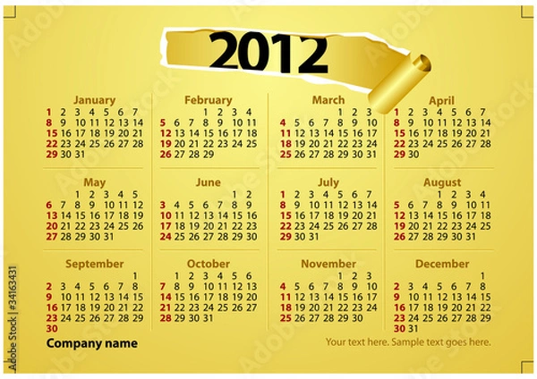Obraz 2012 calender