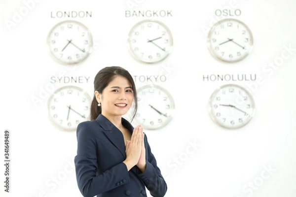 Obraz businesswoman with clock sawasdee