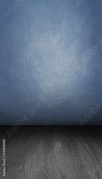Fototapeta Cyan backdrop in portrait mode ideal for children fashion clothes ready for a product placement or model photoshoot